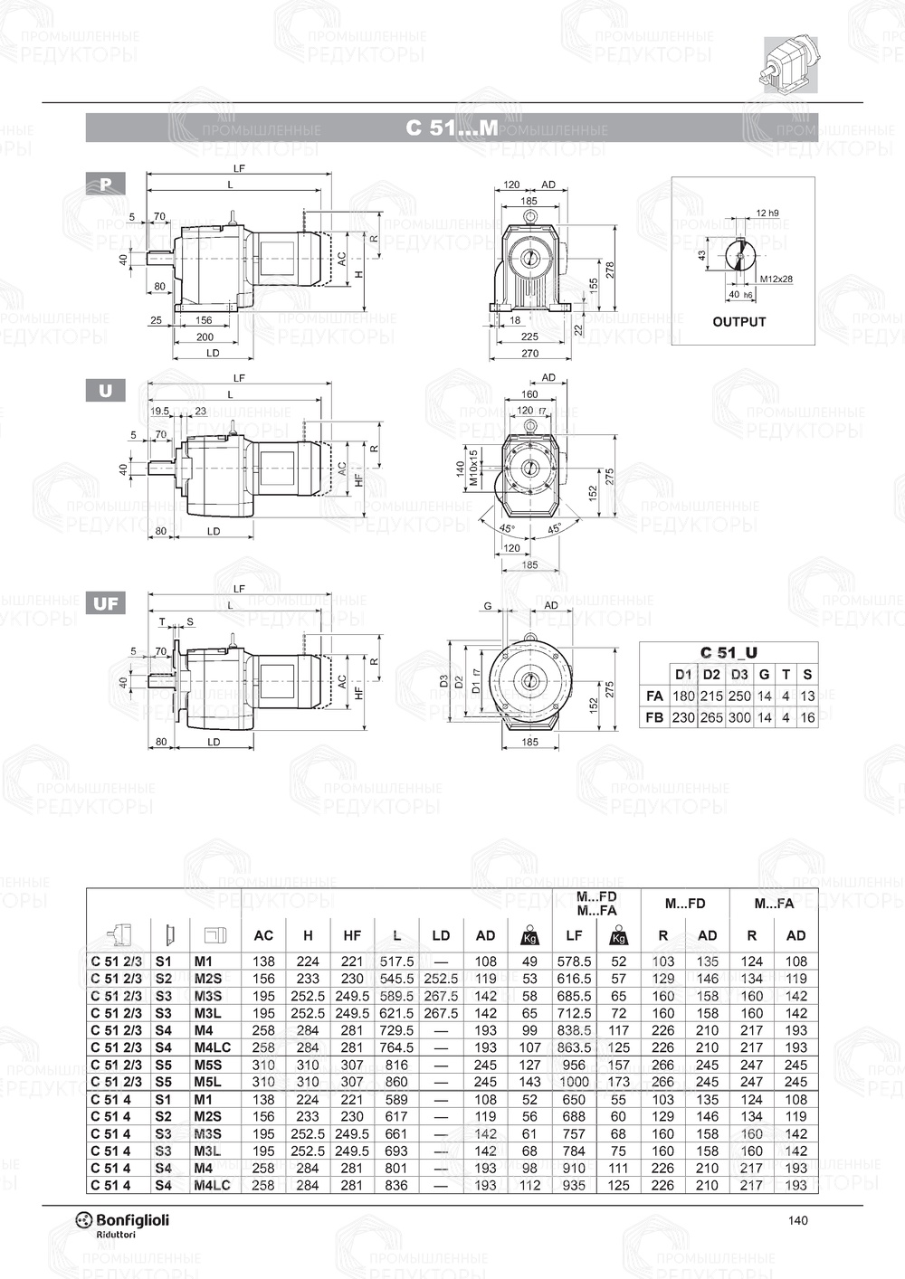Мотор-редуктор Bonfiglioli C 51 Bonfiglioli C 51